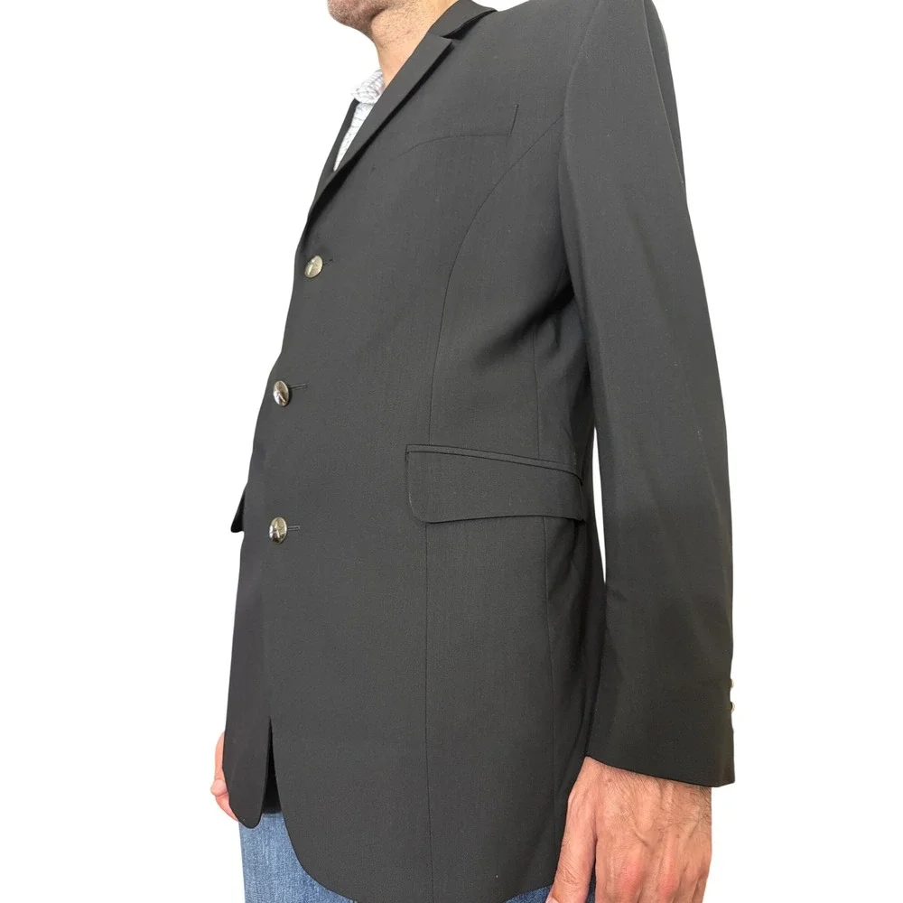 Thierry Mugler Vintage Mens Black Wool Blazer Star Button Made in Italy Size 52